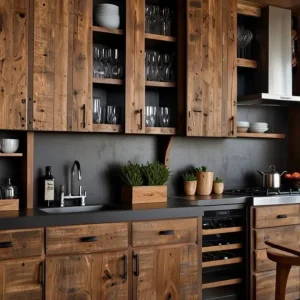 طراحی کابینت تمام چوب طبیعی